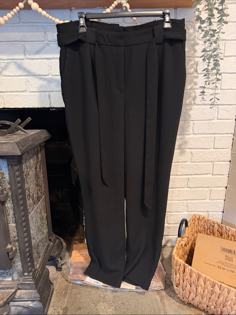 Express Ankle High Rise Belted Paperbag Pant | Size 12R